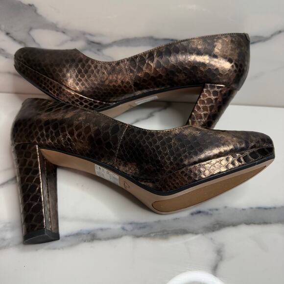Clarks Narrative Women's Bronze Leather Kendra Sienna Pumps Heels Sz 10 FLAW - Picture 5 of 8